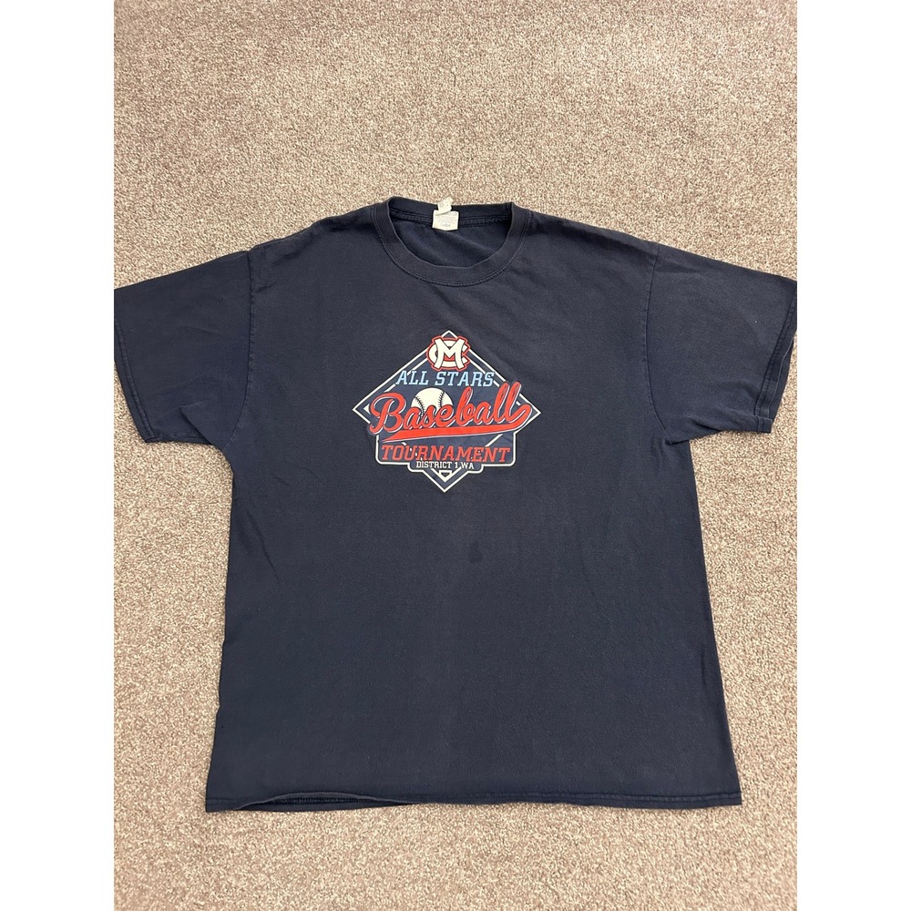 Retro Baseball Core T-Shirt Mens Large Navy Excellent All Stars Tournament